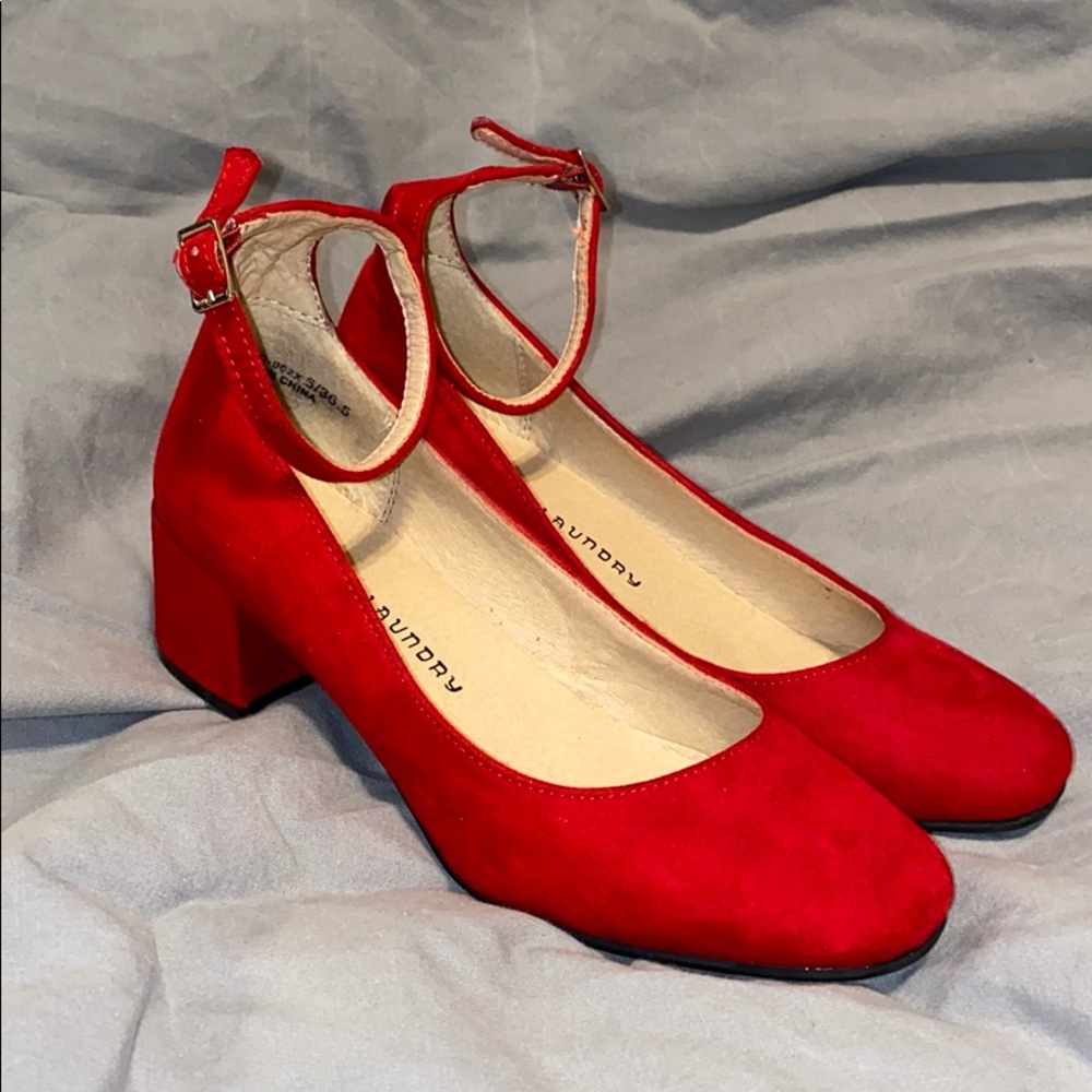 Micro Suede Red Heels